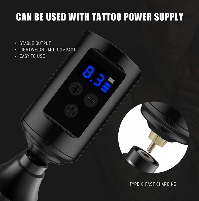 RCA DC Yilong/OEM Model 1600255 Plastic Battery Wireless Tattoo Power Supply Digital Permanent Makeup Accessory Charging