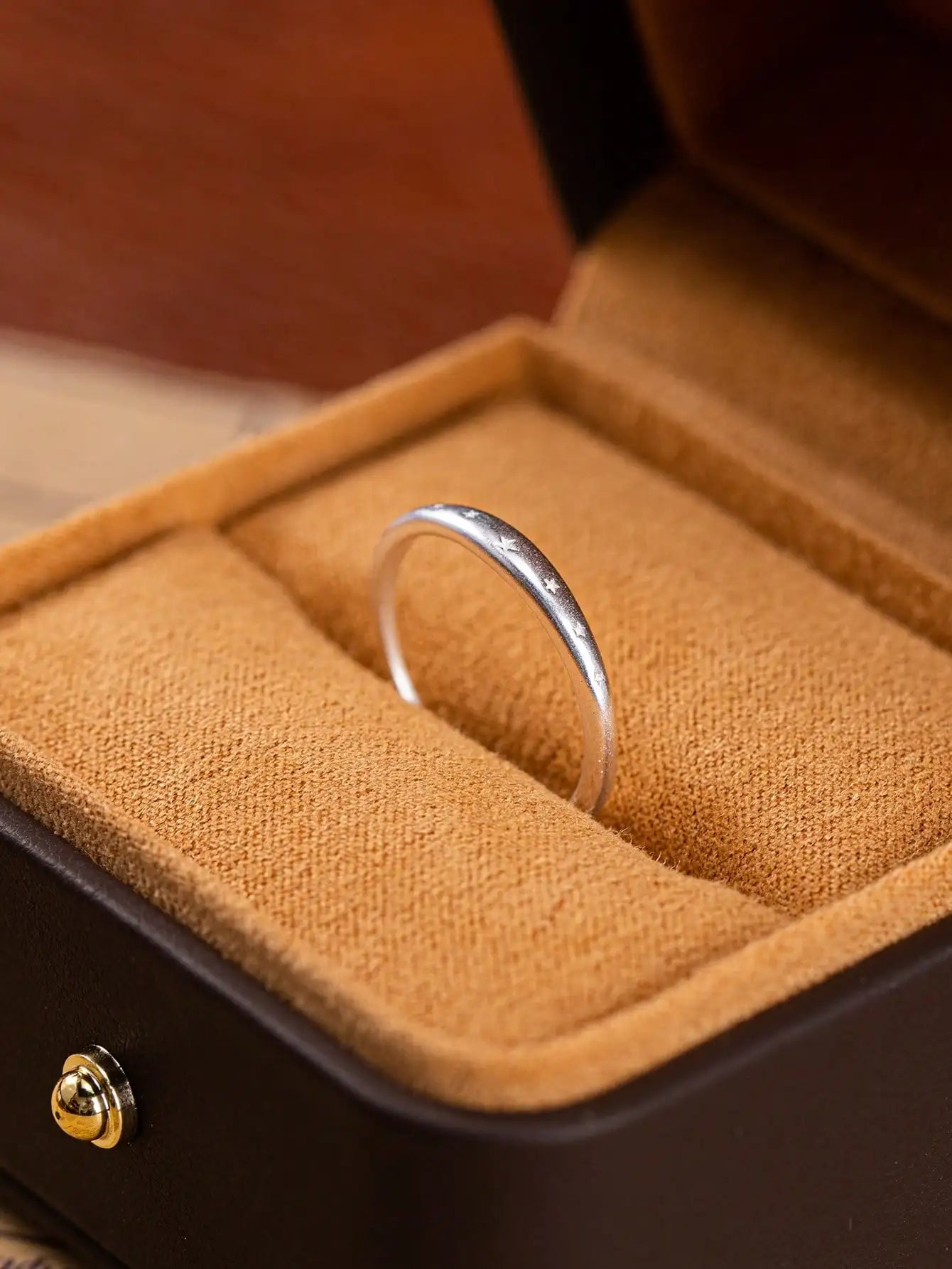 1 Pair Stylish Simple Copper Unisex Rings Frosted Five-Pointed Star Open Design Versatile Advanced Slender