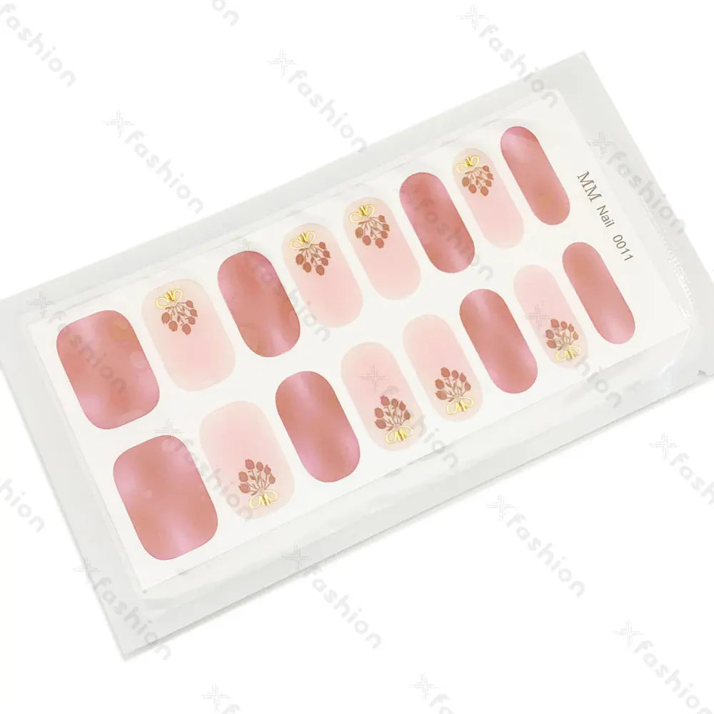 Hot Sale 16 Tips Solid Color Semi-Cured Gel Nail Stickers UV Light Durable Waterproof Long-Lasting Gel Nail Stickers Wholesale