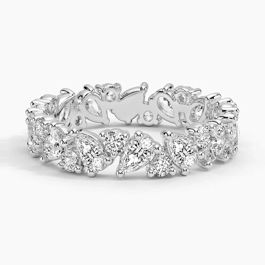 Beautiful Moissanite Diamond Eternity Ring in Elegant 925 Silver Designed to Elevate Any Outfit with Sparkling Style
