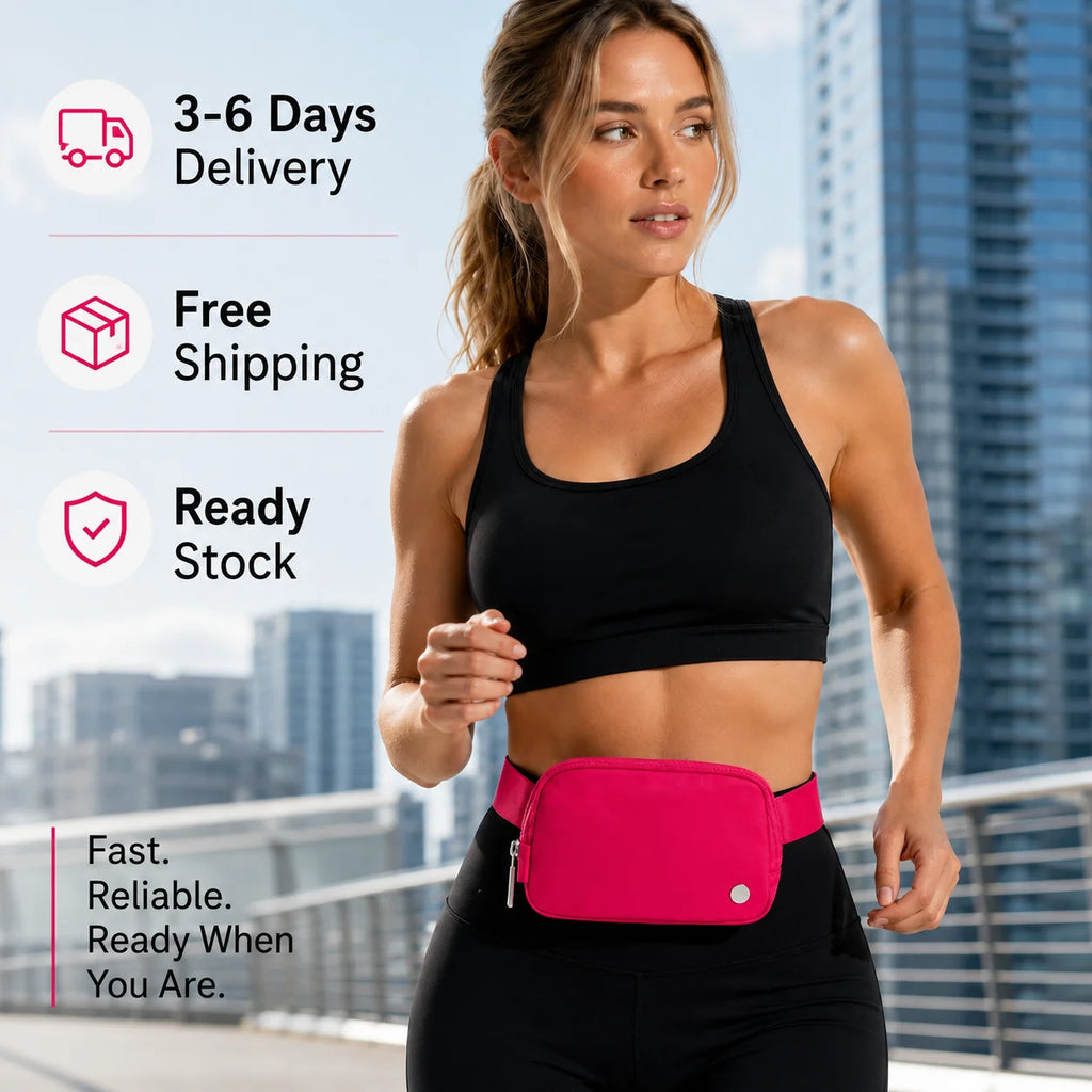 USA Oversea Warehouse 1L Nylon Waterproof Chest Bag Fanny Pack Waist Bag Belt Bag Crossbody Waist Belt Sport Workout Waist Bag