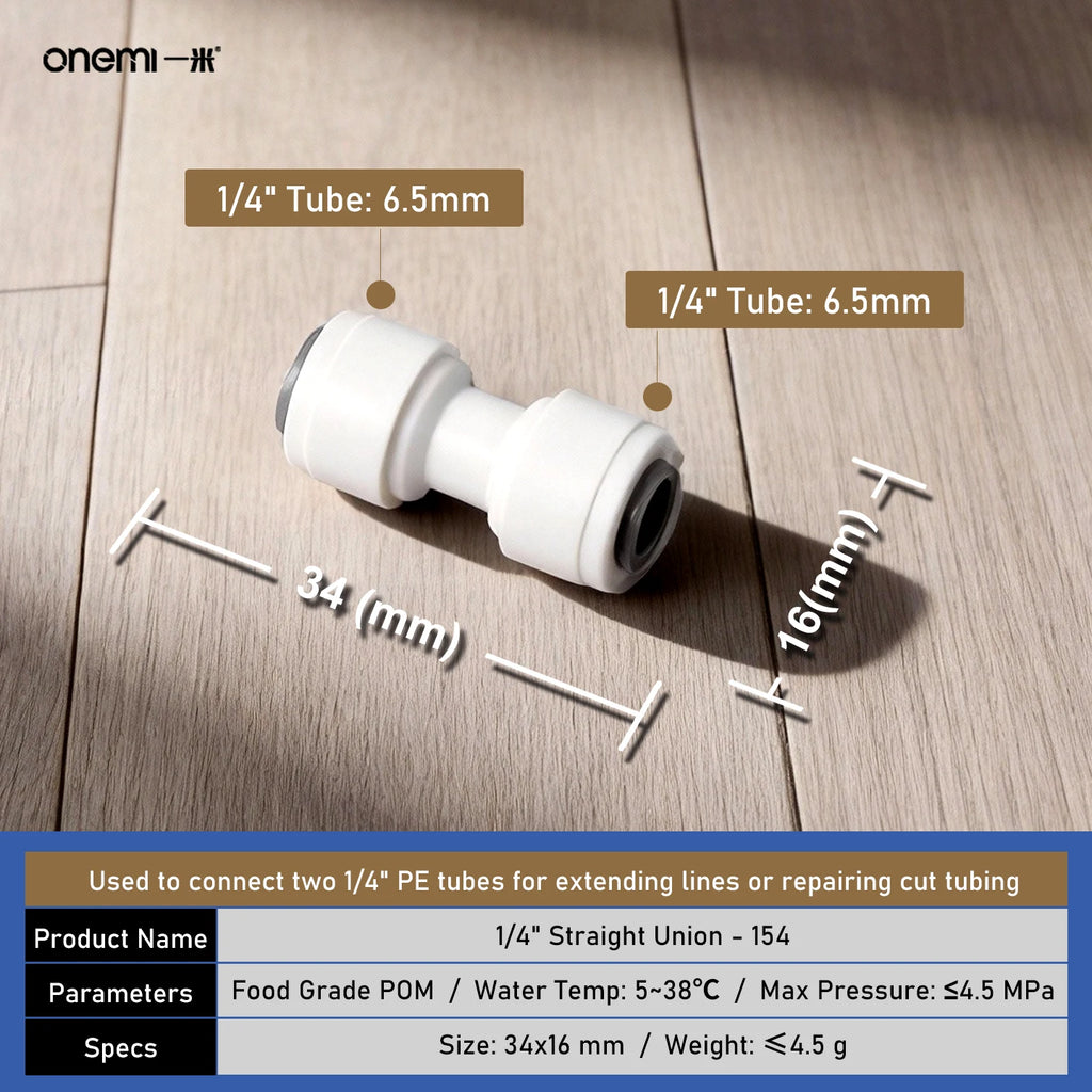 OEM Manual Ball Valve Quick Connect Reducing Union Fitting 1/4 Inch to 3/8 Inch POM Step Down Adapter for Car RO Water Filter