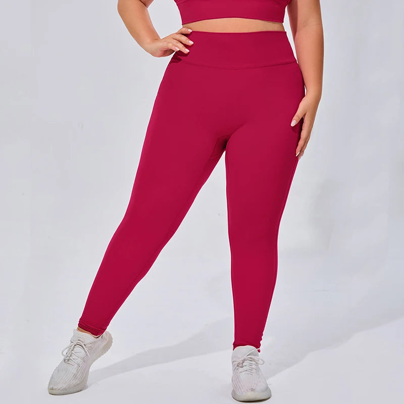 Women's Buttery Soft Four-Way Stretch Solid Ankle-Length Yoga Leggings Plus Size Sweat-Wicking High Waisted Gym Workout Pants