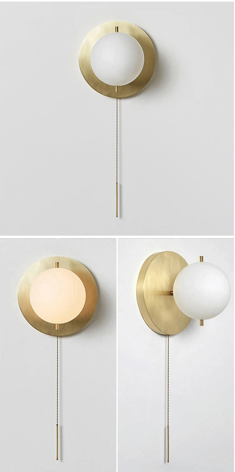 Wall Lamp With Switch Nordic ball wall lamp luxury TV postmodern minimalist glass creative hotel aisle corridor gold wall lamp