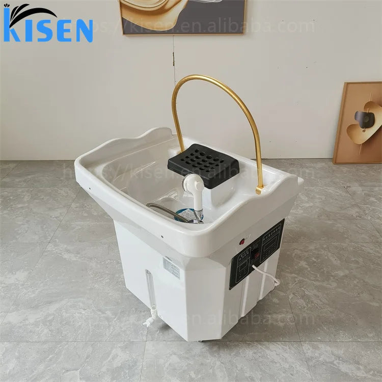 KISEN Modern Portable Hair Wash Basin Pipeless Water Head Spa for Salon and Home for Bathroom or Gym Shampoo Sink Basin