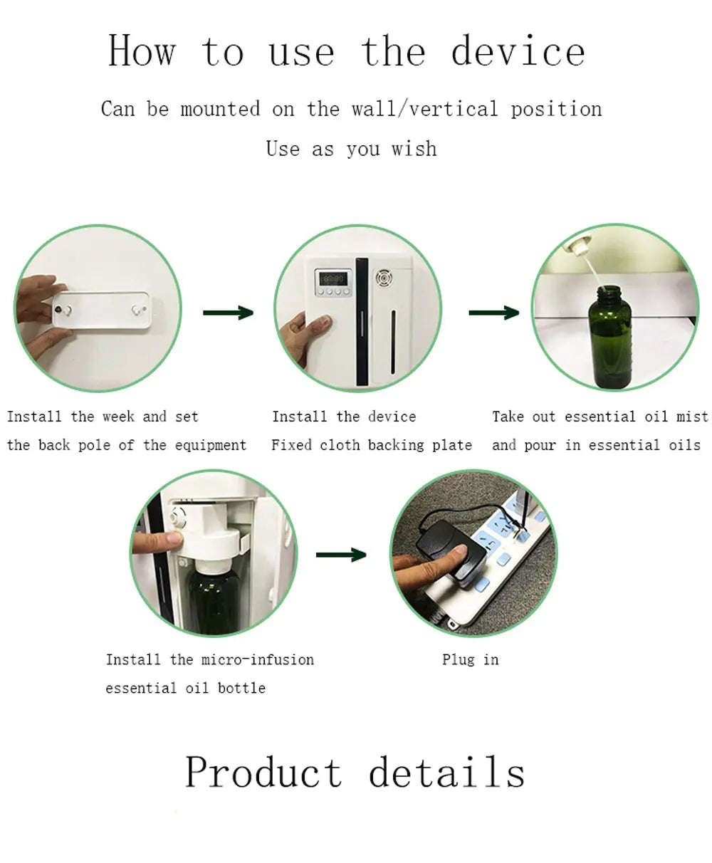 Wall Mounted Scent Air Machine For Home Waterless Essential Oil Diffuser Bluetooth Hotel Collection Diffuser For Room Spa Office