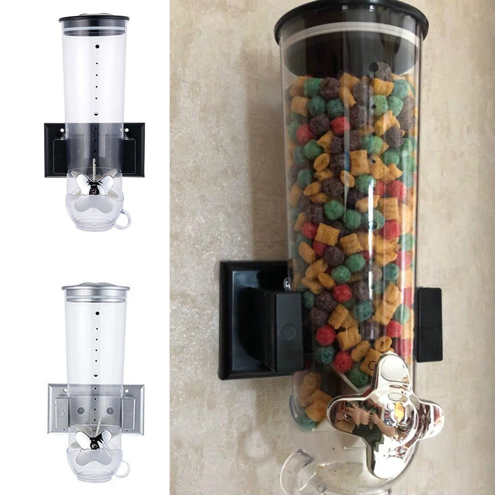 Kitchen Storage Food Organizer Wall Mounted Dry Food Cereal Dispenser Snack Grain Plastic Storage Container Box Rack for Home
