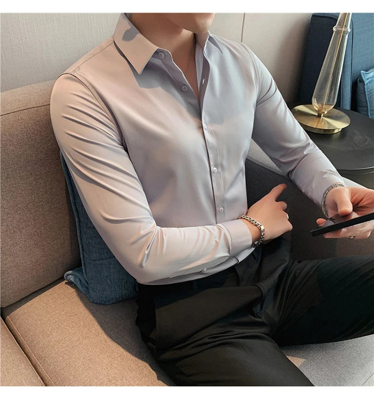 Camisas De Hombre Long Sleeve Shirts For Men Clothing 2026 Business Formal Wear Camisa Social Masculina Slim Fit Chemise Homme