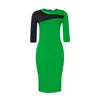 Latest Design Autumn Dresses 2023 Three Quarter Sleeve Block Color Elegant Office Dresses Women Formal Work Career Dresses