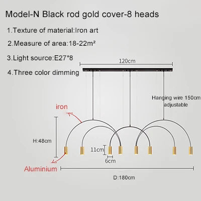 2021 New Restaurant Chandelier Light Luxury Nordic Dining Living Room Table Bar Minimalist Chandelier Simple Modern Light