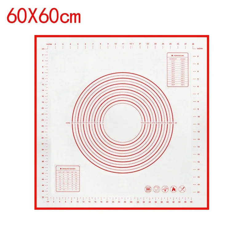 80/70/60cm Large Silicone Rolling Dough Mat Non-Stick Pizza Pastry Baking Mat Oven Sheet Liner Non-Slip Placemat Kitchen Gadgets