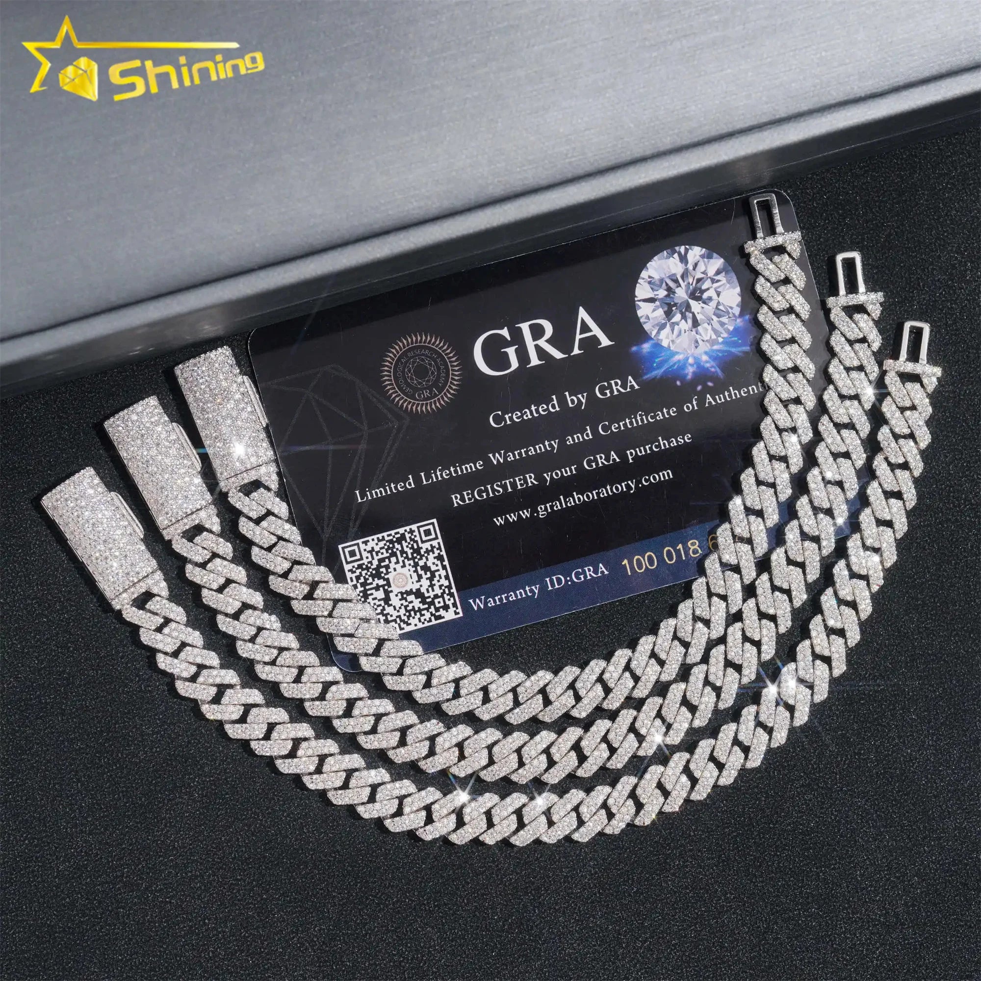 Hot Selling Pass Diamond Tester 925 Sterling Silver 10mm 15mm  20mm Moissanite Cuban Link Chain Mens Cuban Bracelet