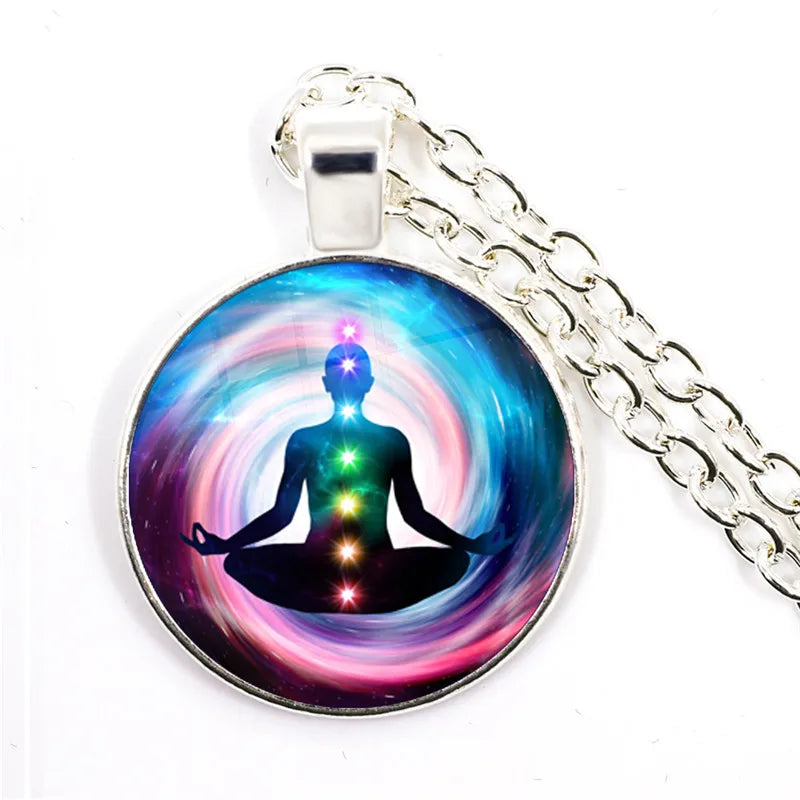 New Arrival 7 Chakra Reiki Healing Necklace Buddha Yoga Meditation Pendant Spiritual Hope Jewelry Chain Statement Necklace Gift