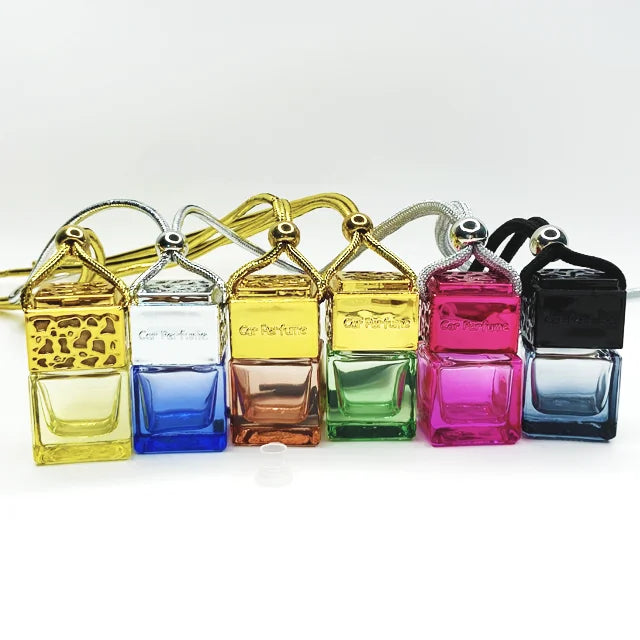 Custom Color Empty Car Perfume Bottle 8ml Glass Hanging Diffuser Air Freshener Bottles