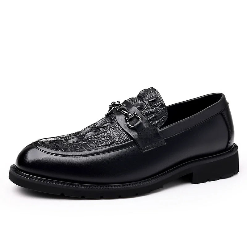Trendy Men's 38-44 Business Casual Leather Shoes with Soft Breathable Non-slip Sole Slip-On Closure Autumn Season Formal Style