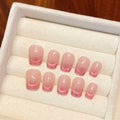 High Quality Bulk Cat Eye French Style pink Acrylic Gel Short Almond square Stiletto Handmade Wear Press on Nails