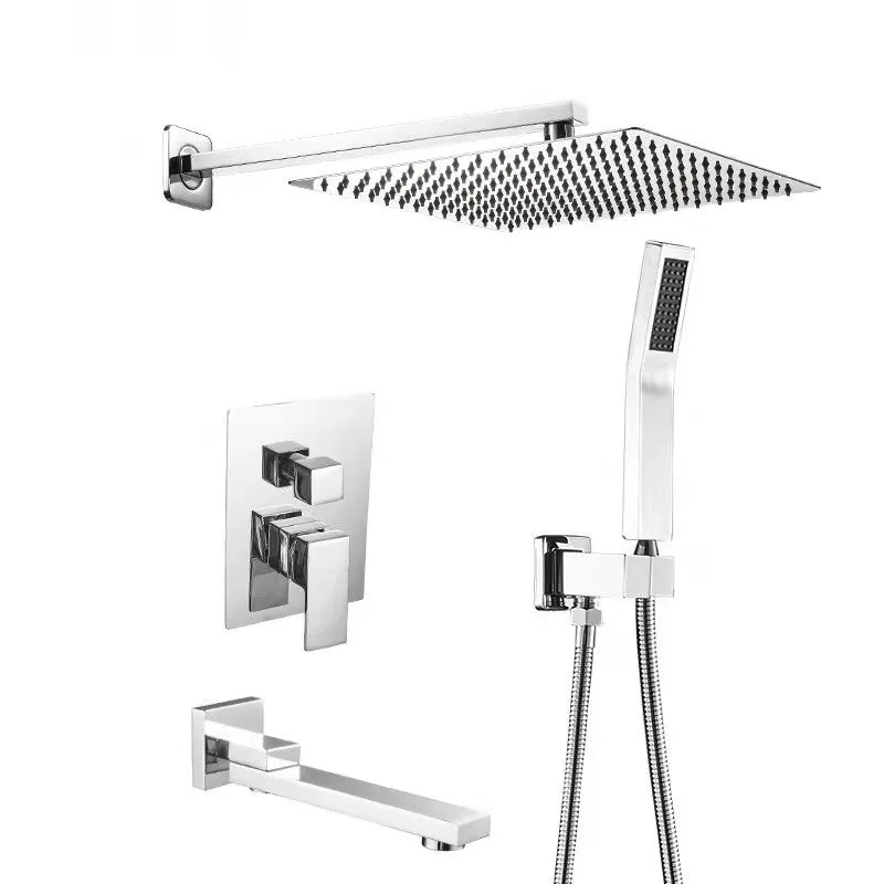 Fast Delivery Hotel Project Brass Chrome Bathroom Rain Shower System Three Function Concealed Mixer Shower Set With Sprayer