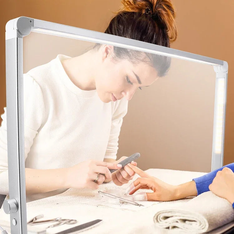 HOT SALE Folding Led Table Lamp Square Silver Nail Salon Led UV Desk Lamp 30" Nail Lash Extensions Table Lamp Warm White Light