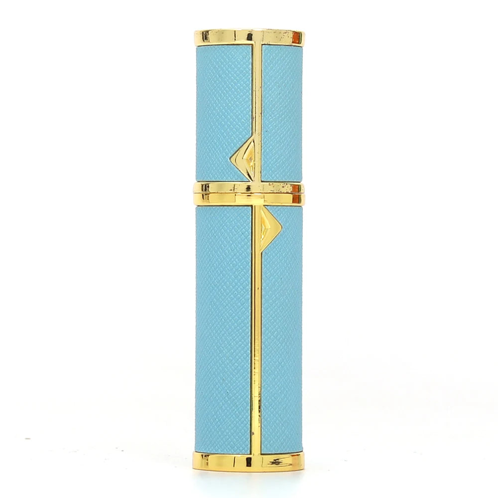 Hot Selling Luxury 5ml Mini Perfume Bottles High Quality Portable Leather Case with Refillable Pump Sprayer Metal Base