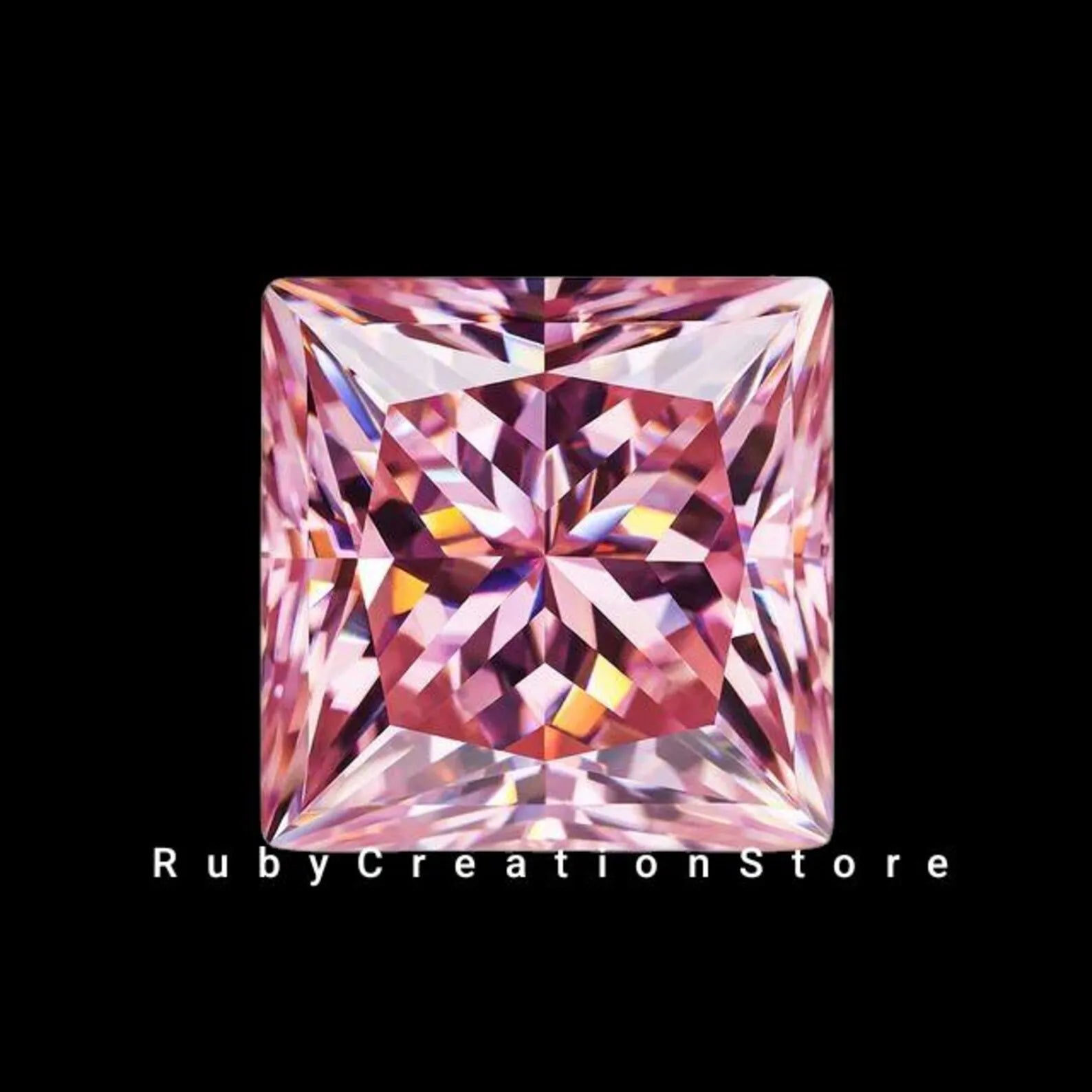Beautiful Color Pink Princess Cut Polished Moissanite Loose Stone VVS1 Clarity High Brilliance Fire Certified Gemstone for