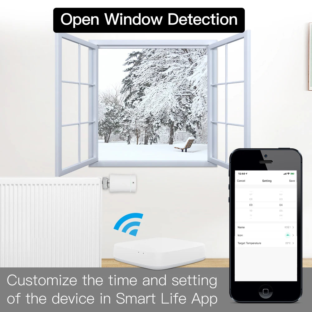 MOES ZigBee 3.0 TRV Thermostat Tuya Radiator Actuator Valve Smart Programmable Temperature Controller Alexa Google Voice Control