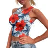 Hot Sale Hawaii Flower and Leaf Printed Summer Breathable Lady Sexy Tops Fashion Polynesian Pattern Vest Women's Skinny Tank Top