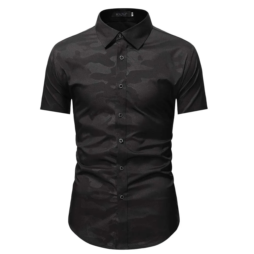 Summer Business Social Chemise Homme Casual Party Short Sleeve Striped Shirt Men Dress Luxury Button Up Fashion Mens Clothes