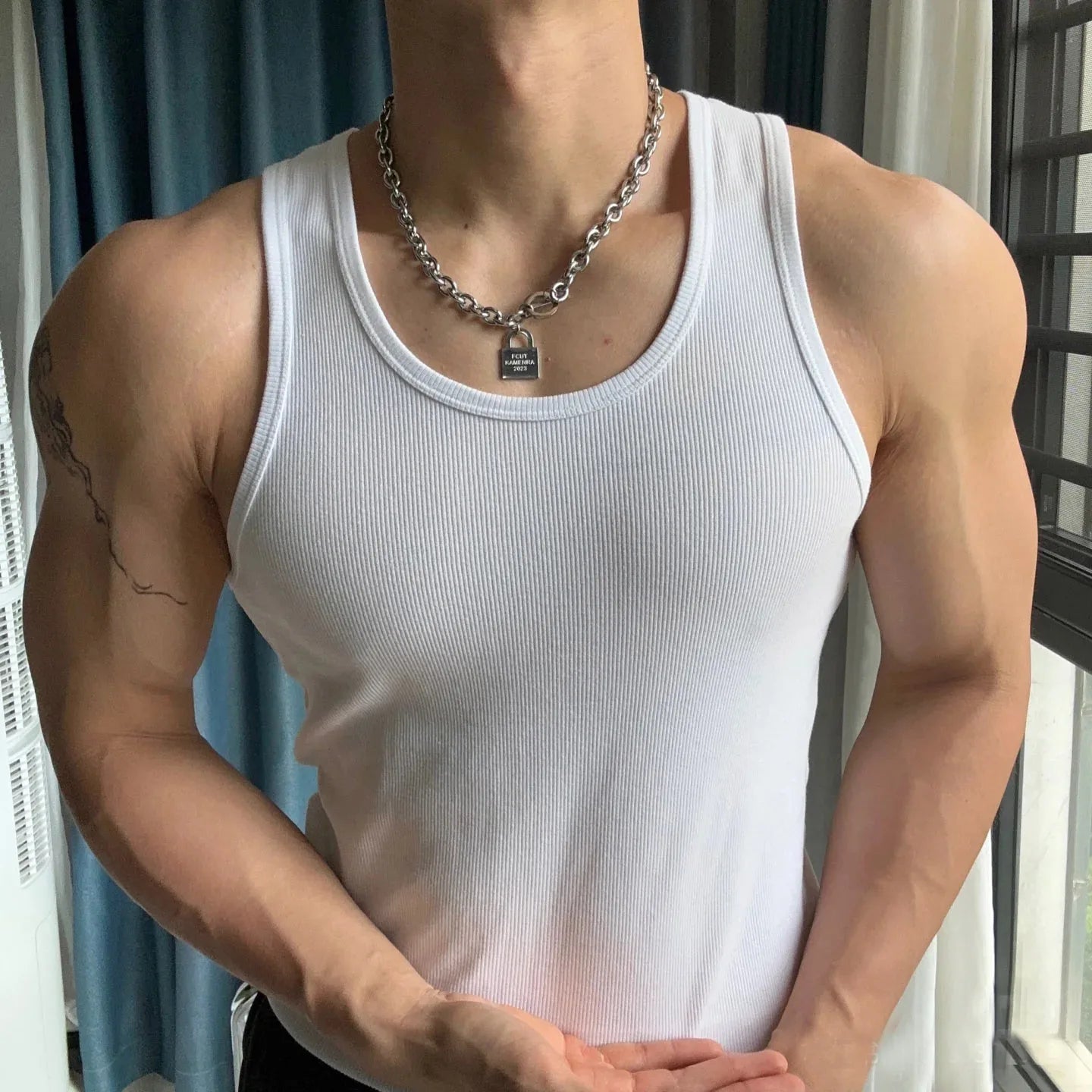 Pack of 3 in Stock Polyester Fitness Wear Mens Stringer White tank Top Vest for Man