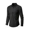 Men 2024 Spring Summer Suit Solid Color Lapel White Shirts Long Sleeve Button Down Business Formal Professional Slim Black Shirt