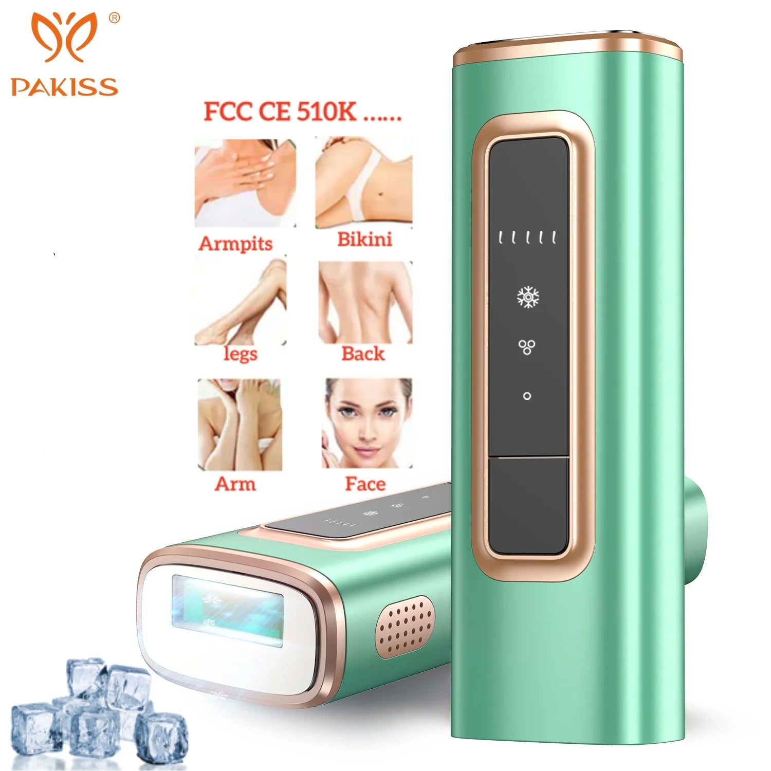 PAKISS Fast Shipping 3 Days, Ice Cooling System IPL Hair Removal Machine, 5 Energy Levels & Skin Sensor