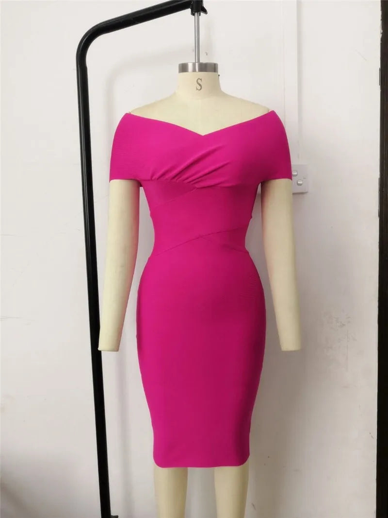Moonccloset New Summer 5 Colors Sexy Fashion Women's Off Shoulder Bandage Dress Green Night Club Party Dress