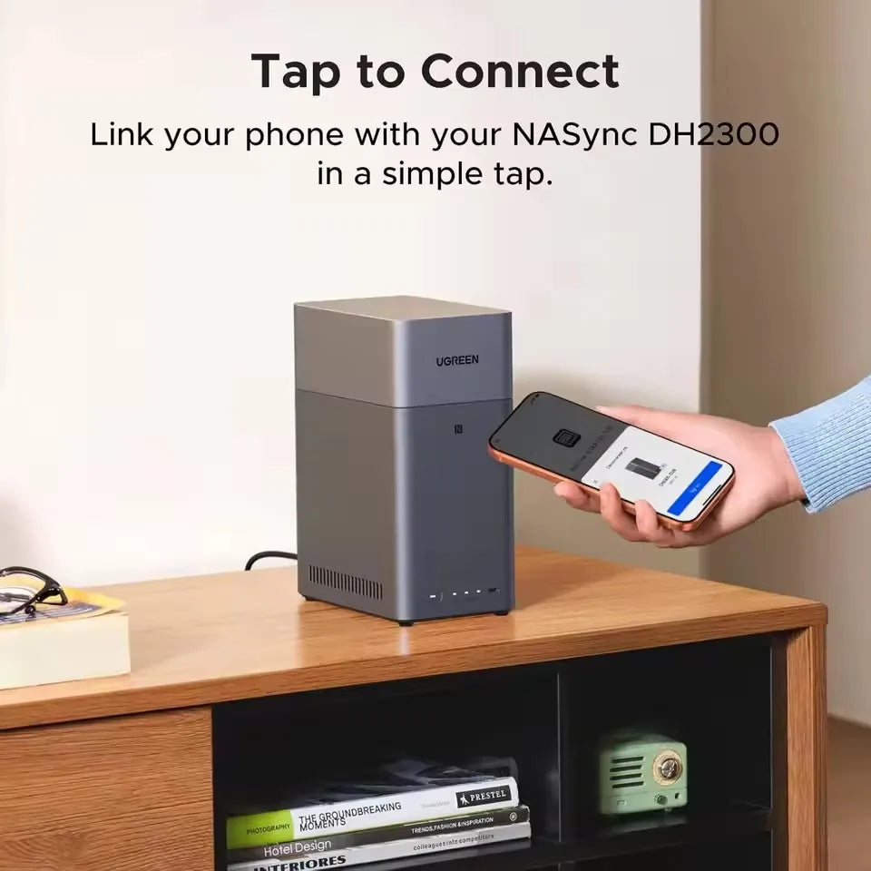 UGREEN NASync DH2300 2 Bay Desktop NAS Support Capacity 60TB 8GB LPDDR5 RAM 1GbE 4K HDMI Network Attached Storage for Beginner