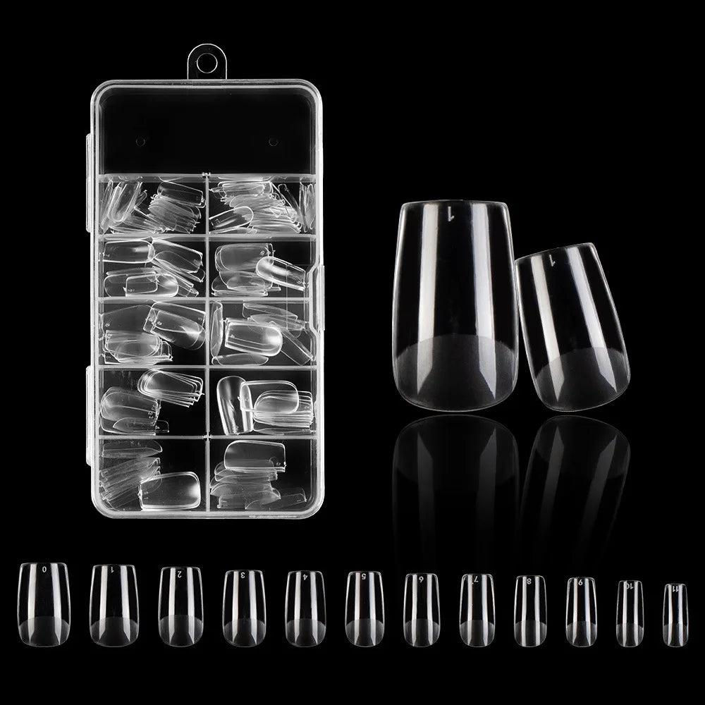 120PCS Acrylic Short False Tips Nail Transparent Frosted Square Oval Almond Ballet Wearable Matte High Toughness Manicure Tip