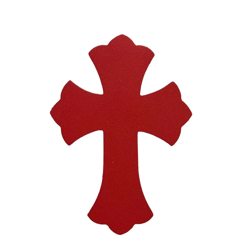 4.5*6.5cm Sheepskin Leather Patch With Cross Shaped Leather Label Genuine Leather DIY With Multiple Colors-106-182