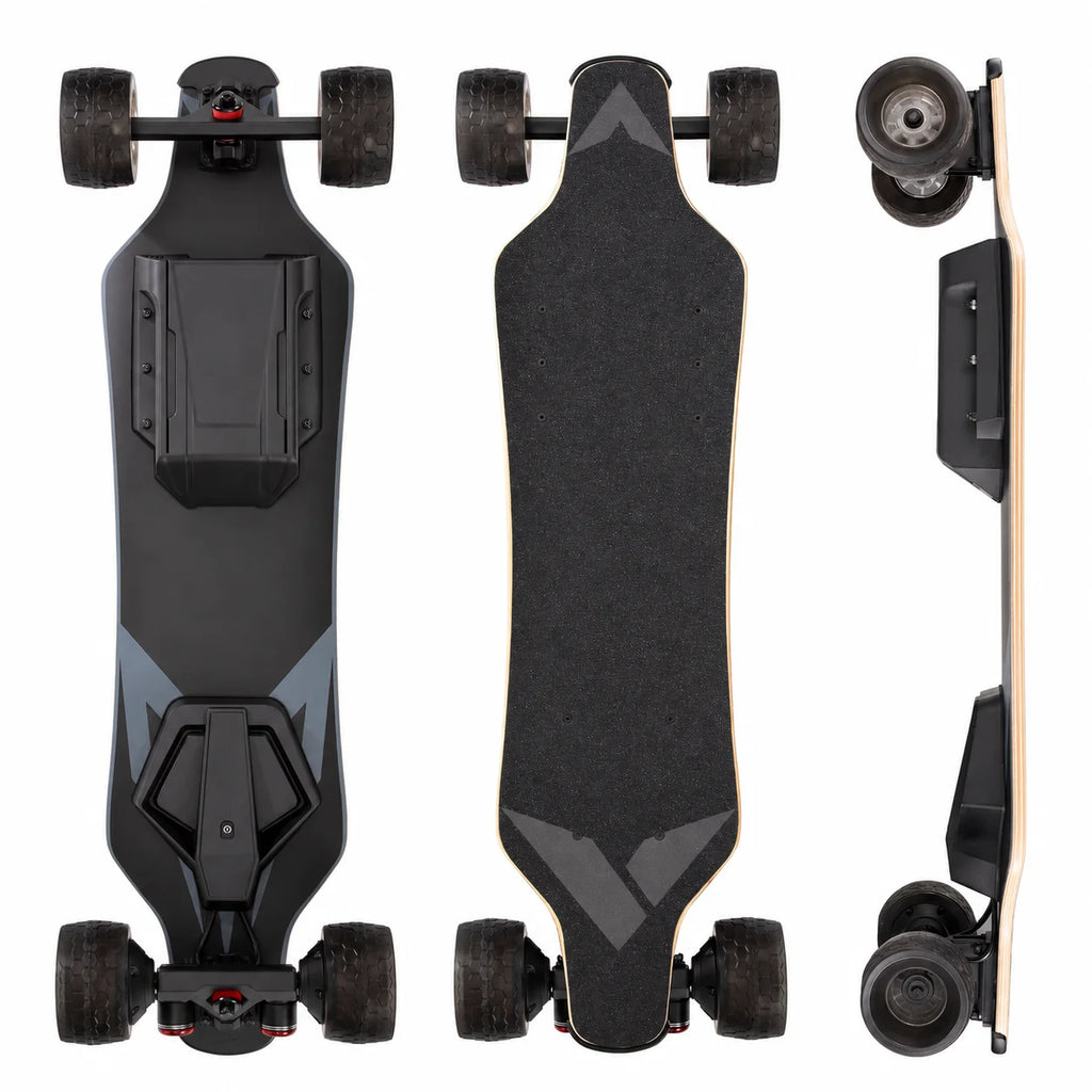 Dual Hub Motor Electric Longboard 105mm Jelly Shock-Absorb Wheels ABEC-9 Bearings Max Speed 45km/h Dual Taillights Skateboard