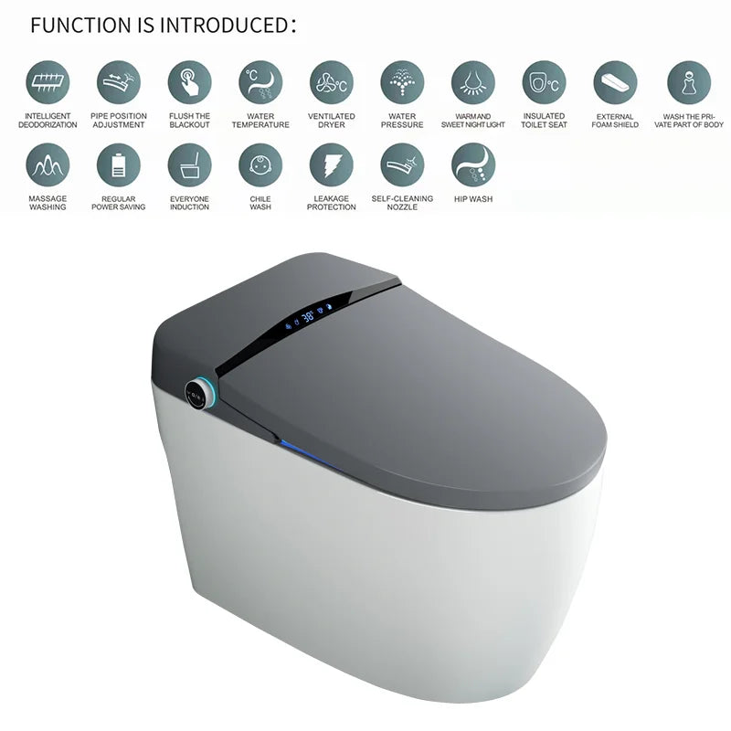 Automatic flushing without water tank integrated black electronic intelligence
