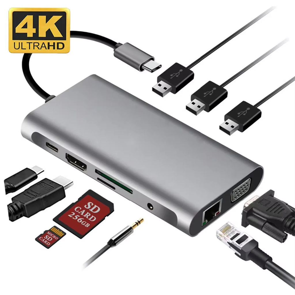 Multifunction Usb 3.0 Hubs Docking Station Abs Adapter Metal HDTV Pd SD TF Usb 2.0 Usb-c Hub Splitter for Computer Laptop PC