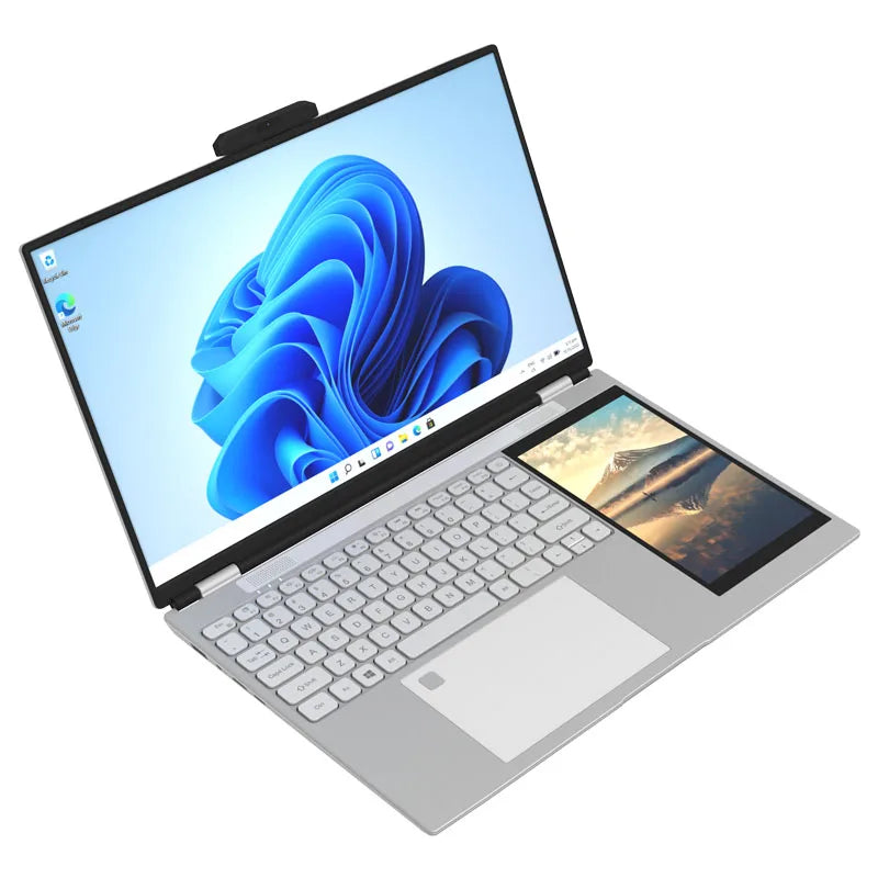Factory Price 15.6+7 Inch Dual Screen Laptop Win 11 Finger Print Unlock Office Laptop Business Laptop Computer