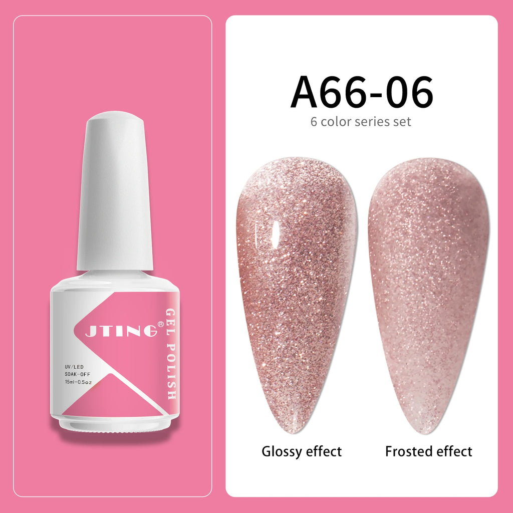 JITNG Factory Price High Quality Pigment Natural Resin Nail Gel Polish UV LED Lamp Gel 6colors Kit OEM Custom Private Brand logo