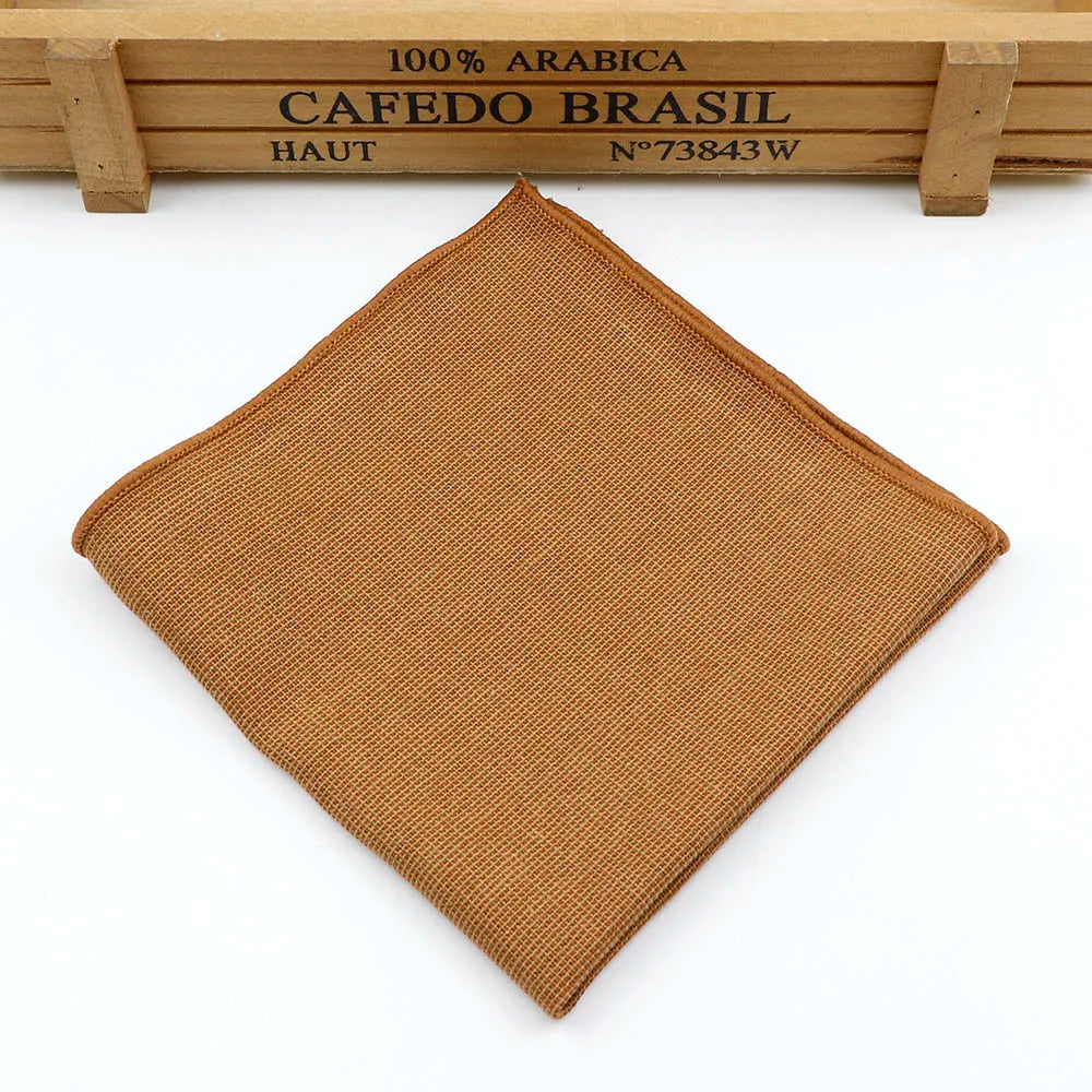 New Solid Color Pocket Square Green Navy Colorful Handkerchief Cotton Polly Texture Pocket Men's Accessories Business Wedding