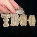 TBOO Crown Pendant Gold Plated 925 Silver Emerald Cut Moissanite Letter Charm Luxury Hip Hop Jewelry Unisex Gift for Lover