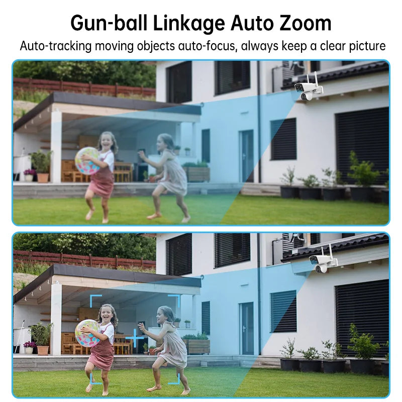 Wistino 4MP Outdoor Dual Lens Wireless Security Cameras Motion Detection Night Vision Full Color Bullet Camera