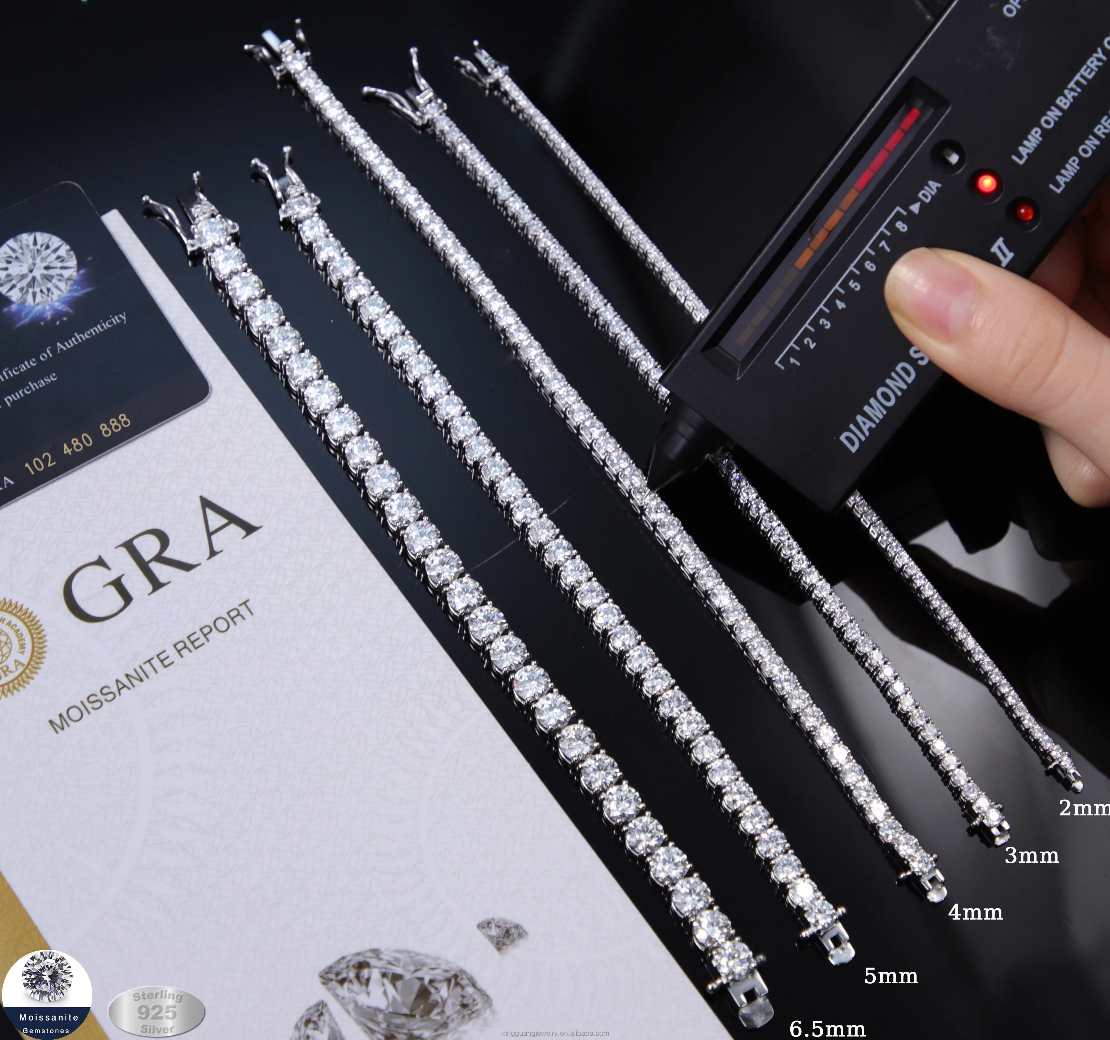 Lowest Price Moissanite Tennis Bracelet 2mm-6.5mm in Stock 925 Silver Men Women Hip Hop Bracelet VVS GRA Tennis Necklace