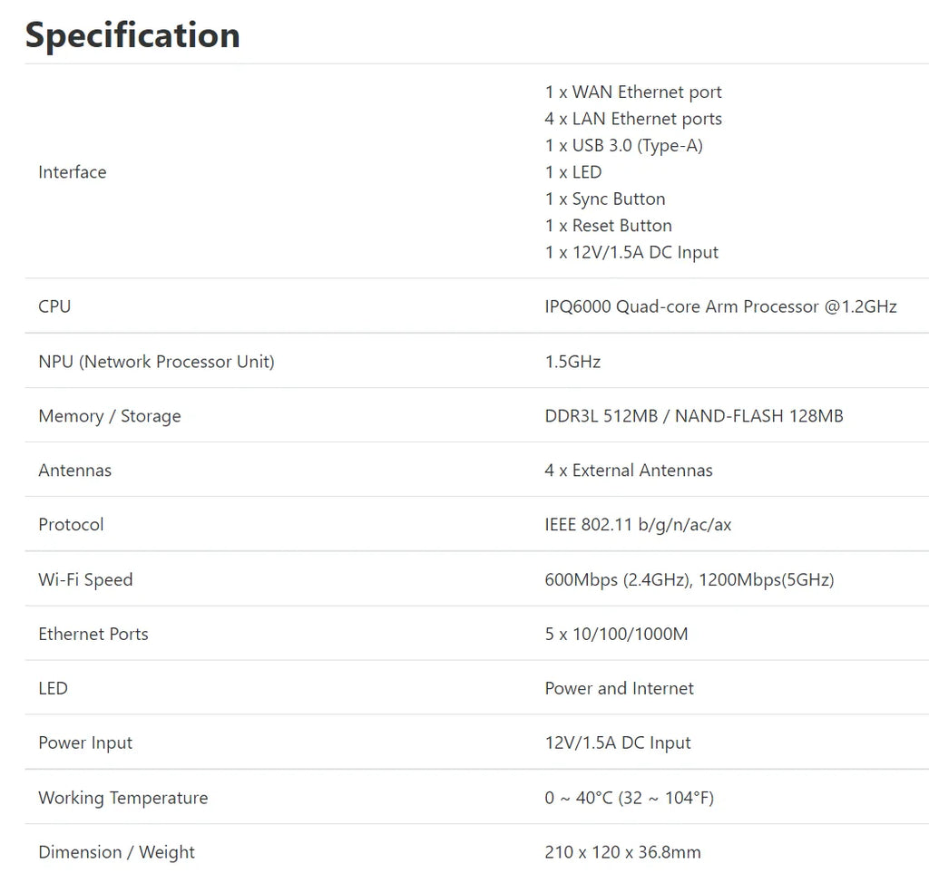 GL.iNet GL-AX1800(Flint) WiFi 6 Router -Dual Band Gigabit Wireless ,5 x 1G Ethernet Ports ,Amazing OpenVpn&WireGuard Speed