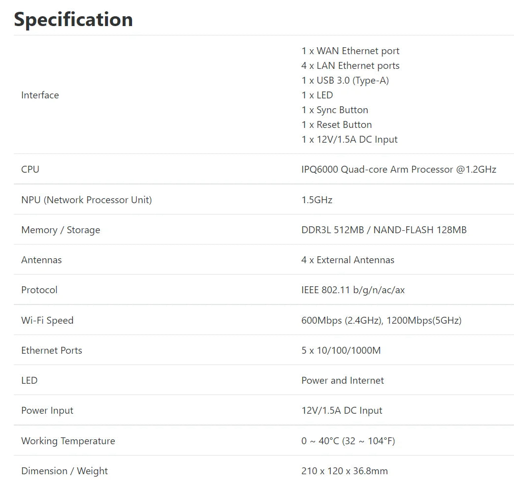 GL.iNet GL-AX1800(Flint) WiFi 6 Router -Dual Band Gigabit Wireless ,5 x 1G Ethernet Ports ,Amazing OpenVpn&WireGuard Speed