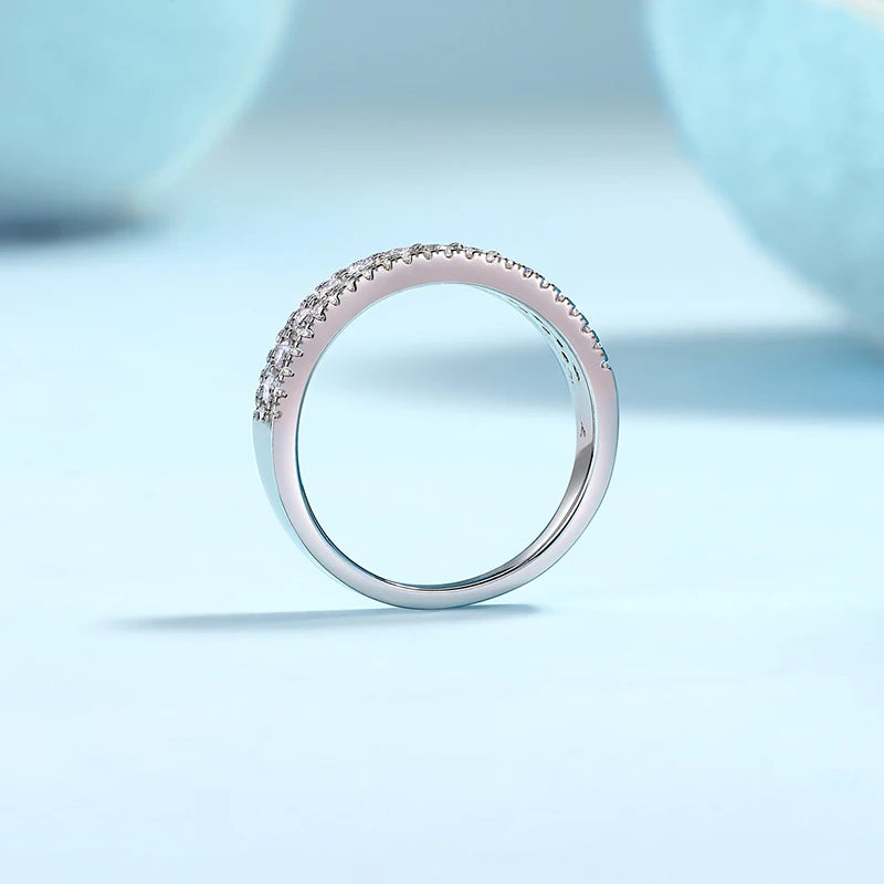 Women Luxury Jewelry 925 Sterling Ring Womens Full Gemstone Moissanite Ring Plated Three Rows Eternity Band Minimalist Rings