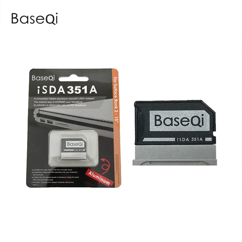 Original BaseQi NinjaDrive Aluminum Hidden Expansion Micro TF Sd Card Adapter for Micro Soft Surface Book