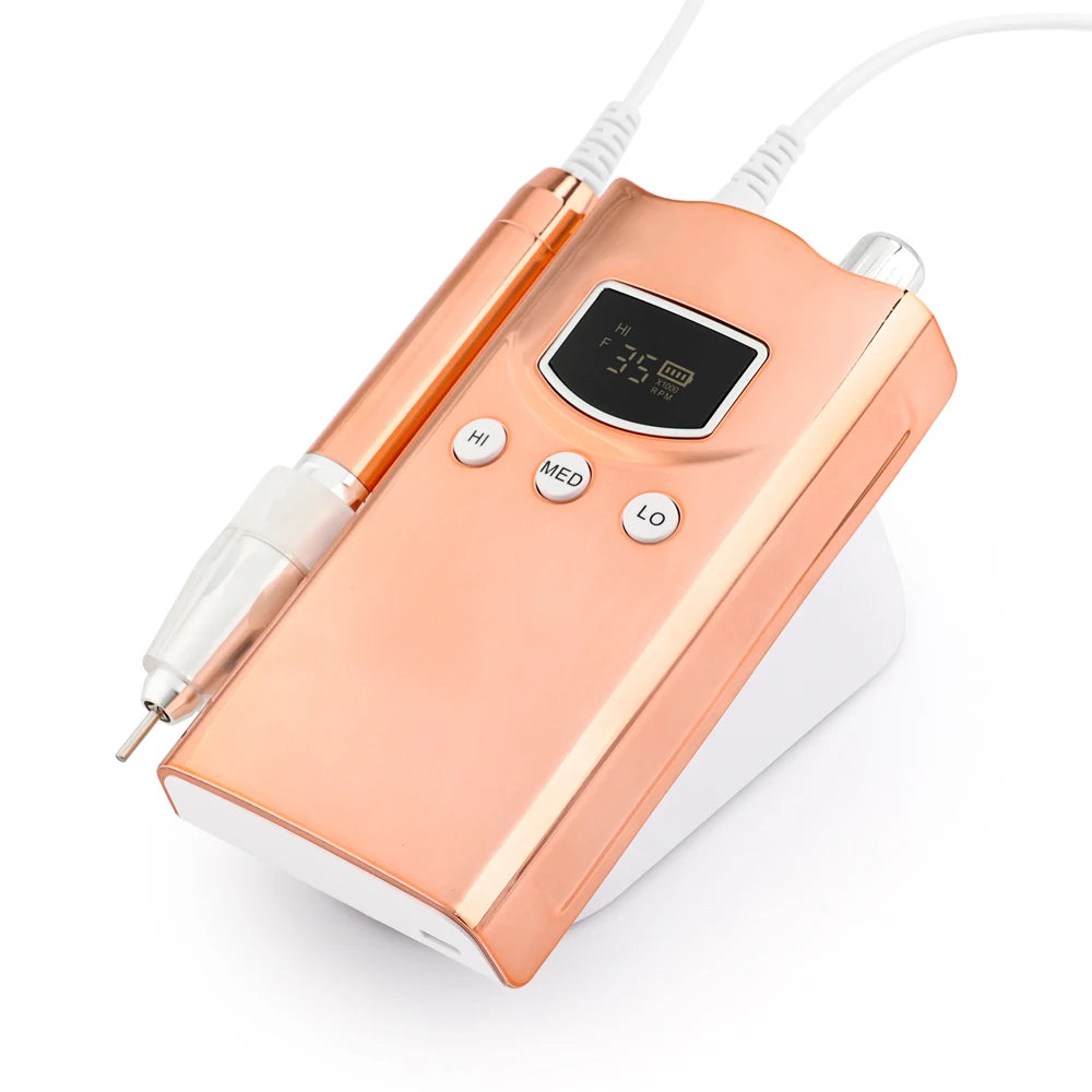2025 Professional Wireless Brushless Gel Nail Drills 85w Efile Portable Cordless 35000RPM Electric Nail Drill Machine