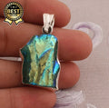 Sun Shine Druzy Quartz Raw High Quality 925-Sterling Silver Handmade Skin Friendly Pendant Rhodium Gold Plated Women's Classic