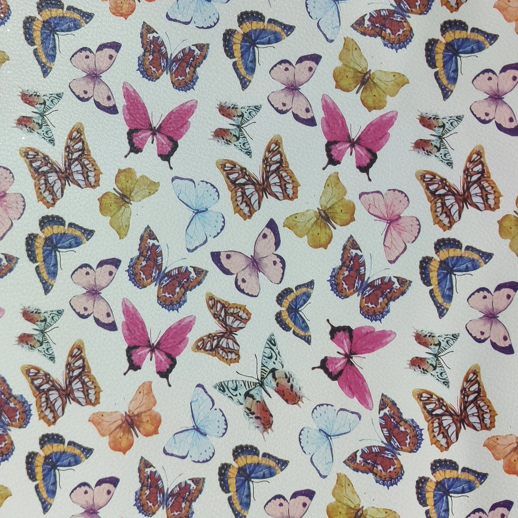 A-1127 PU Synthetic Leather Glitter Effect Butterflies Design Durable Fabric for Fashion Bags Shoes Sofas Outdoor Garment Use